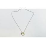 Green Amethyst Bezel Set Solitaire Pendant,