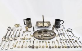 Box Containing A Quantity Of Silver Plate, EPNS & Pewter Ware To Include 2 Tankards,