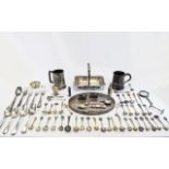 Box Containing A Quantity Of Silver Plate, EPNS & Pewter Ware To Include 2 Tankards,