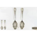 George III - Fine Pair of Silver Fruit / Berry Serving Spoons. Hallmark London 1796. Maker W.