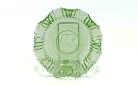 King George Vl and Queen Elizabeth Coronation Commemorative Green Glass Dish,