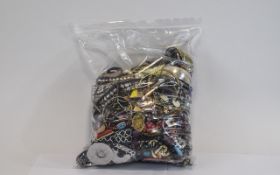 Large Bag Of Costume Jewellery >5kg Assorted Mix, May Include Rings, Necklaces, Beads, Brooches,