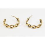 Pair Of 9ct Gold Plaited Hoop Earrings Approx 2cm Diameter, 5mm Width, 4g,