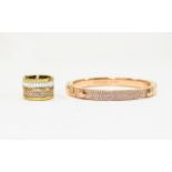 Michael Kors Designer Ring and Bangle. Rose gold tone bangle with crystal detail.