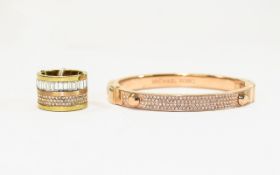 Michael Kors Designer Ring and Bangle. Rose gold tone bangle with crystal detail.