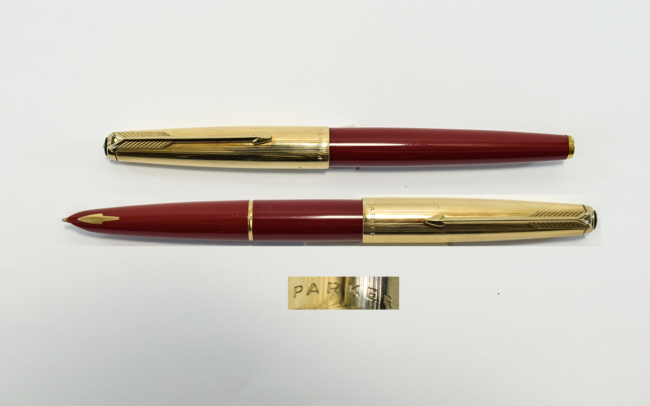 Parker 61 Rage Red - Fountain Pen. c.1960's. 12ct 1/10 GF Cap and Red Barrel.