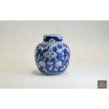 Chinese 19th Century Blue and White Lidded Ginger Jar,