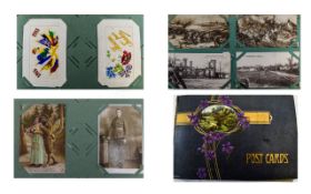 Postcard Album Edwardian postcard/photo album comprising approx 100 cards of various subjects and