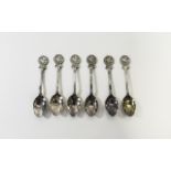 Elizabeth II Silver Set of Six Teaspoons with Figural Tops of The Phoenix - Rising.