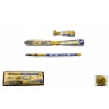 Liberty Antique and Boxed Three Piece Pen Set of very fine quality, comprising dip-pen, seal,