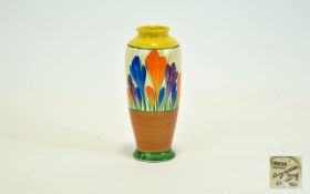 Clarice Cliff Hand Painted Classical Shaped Vase ' Crocus ' Design. c.1929 - Bizarre Range. 5.