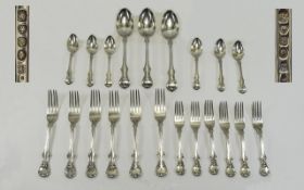 William IV - Top Quality Part 21 Piece Silver Cutlery Service with Fiddle, Thread and Shell Pattern.