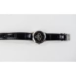 A Modern Gents Automatic Chronograph Stainless Steel Wrist Watch with Attached Original Black