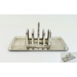 A Modern Silver Plated Combined 4 Tier Toast Rack and Butter Stand. 4.5 Inches High & 9.