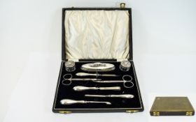 George V Silver ( 9 ) Piece Manicure Set, Matched but Various Dates.