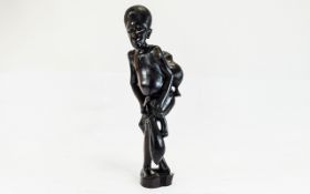 African Carved Wooden Figure Of A Native Height 16 Inches