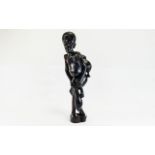 African Carved Wooden Figure Of A Native Height 16 Inches