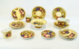 Aynsley Painted Fruit 12 Pieces, Includes Side Plates, Cups, Saucers etc.