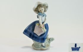 Lladro Porcelain Figurine ' Pretty Pickings ' Model No 5222. Issued 1984 - 1998. Height 7 Inches.