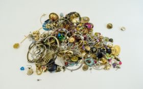 Bag Containing A Quantity Of Vintage Earrings To Include Studs, Clip On, Screw Back,