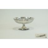 Mappin & Webb Small - Nice Quality Silver Tazza with Openwork Key Design to Bowl - Circular Base.