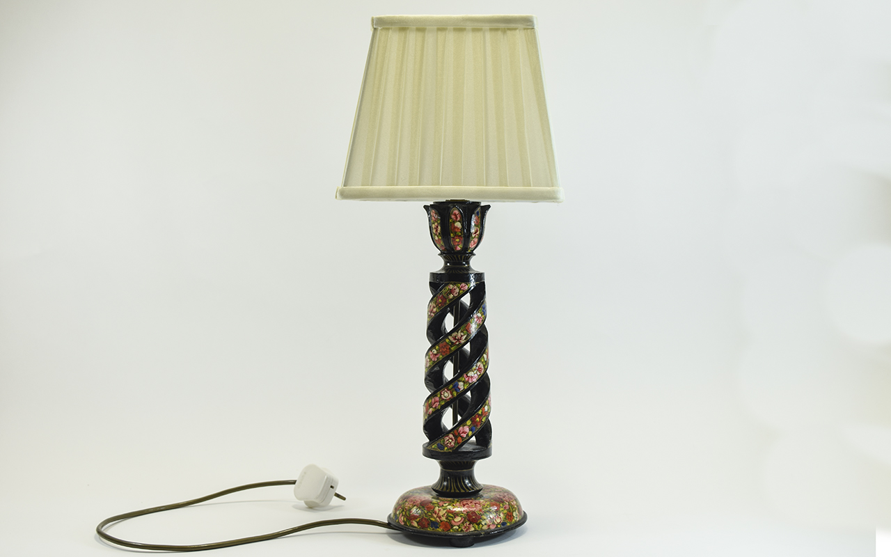 A Nice Quality and Impressive Vintage Handmade Paper Mache Table Lamp. c.1920's.