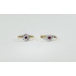 Two Silver Ruby Set Rings.