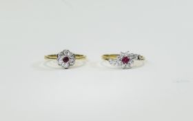 Two Silver Ruby Set Rings.