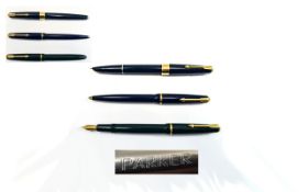 Collection of Park Pens ( 3 ) In Total. Comprises 1/ Parker 17 Super Duofold Fountain Pen. c.