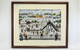 Lowry Style Acrylic on Board Painted from the original 'Children in the Park, 1945'.