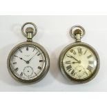 2 Gents Pocket Watches Elgin & Louville Large Metal Pocket Watches, Elgin U.S.