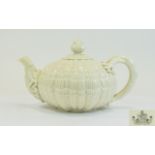 Belleek - Late 19th / Early 20th Century Large Shell Teapot. Second Printed Mark 1891 - 1926.