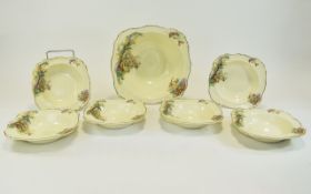 1930's J and G Meakin Set of 6 Fruit Bowls and serving dish.