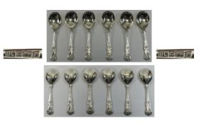 A Top Quality Set of Six Silver Kings Pattern Dessert Spoons.