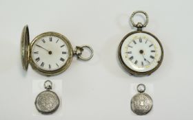 2 Ladies Silver Pocket Watches One Stamped 0.