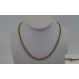 9ct Yellow Gold Rope Chain. Fully Hallmarked. 12.9 grams. 18 Inches In Length.