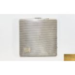 Modern Silver Hallmarked Cigarette Case, Engine Turned Case, Gilt Interior, 3¼ Inch Square,