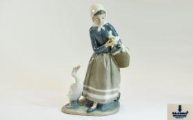 Lladro Porcelain Figurine ' Shepherdess with Ducks ' Model No 4568. Sculpture Juan Lladro.