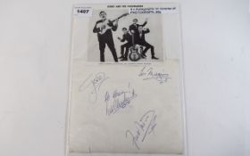 Gerry & The Pacemakers - 1960's 4 Autographs of Original Stars Reverse Photo,