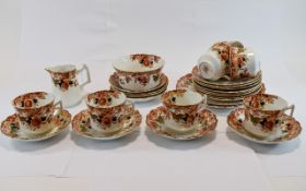 Wellington China Part Teaset approx (25) pieces, includes teacups and saucers, sugar bowl,