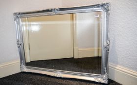 Mantle Mirror Large silver framed bevell