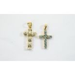 Two Gold Stone Set Crosses. Attractive c