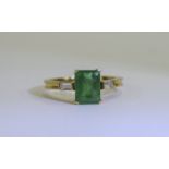 18ct Gold Set Single Stone Emerald Ring