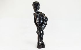 African Carved Wooden Figure Of A Native