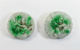 2 Jadeite Stone Talismans Carved In High