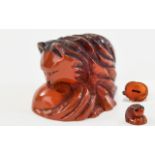 Carved Amber Coloured Netsuke In The For