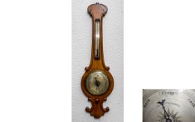 Negretti & Zambra Instrument Makers to Queen Victoria Golden Oak Cased Attractive Carved Mercurial