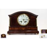 Hamburg American Clock Co - Polished Mahogany Cased 8 Day Striking Mantel Clock. c.1895 - 1900.