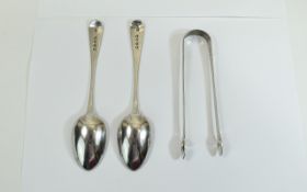 Victorian Pair of Silver Table Spoons. Hallmark London 1859, Maker G.