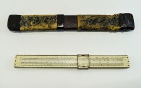 Ivory - Weight of Metals ( Base ) Slide Ruler with Original Case, From The 1920's,